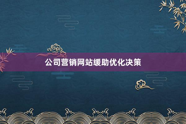公司营销网站缓助优化决策
